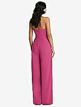 Rear View Thumbnail - Tea Rose Strapless Pleated Front Jumpsuit with Pockets