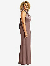 Side View Thumbnail - Sienna & Sienna High-Neck Open-Back Maxi Dress with Scarf Tie