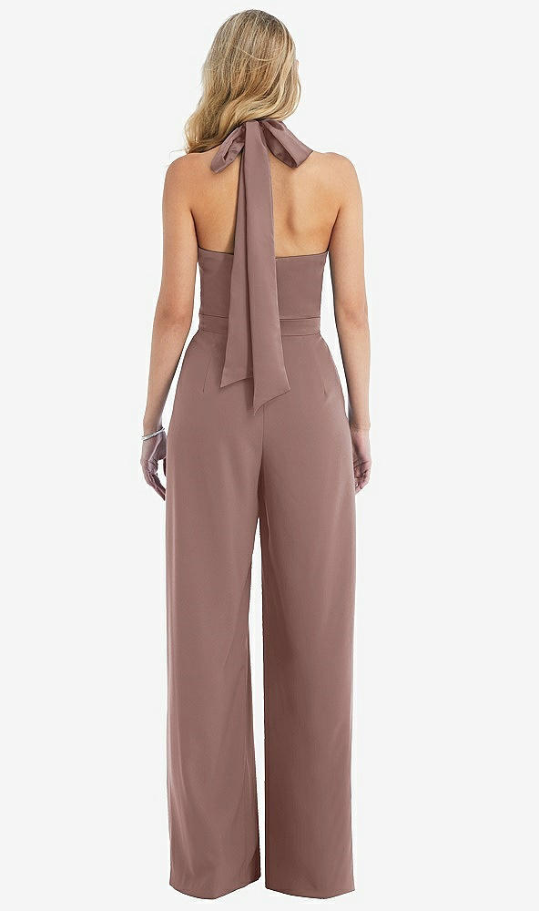 Back View - Sienna & Sienna High-Neck Open-Back Jumpsuit with Scarf Tie