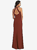 Rear View Thumbnail - Auburn Moon Open-Back Halter Maxi Dress with Draped Bow