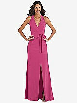 Front View Thumbnail - Tea Rose Open-Back Halter Maxi Dress with Draped Bow