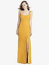 Front View Thumbnail - NYC Yellow Wide Strap Notch Empire Waist Dress with Front Slit