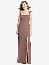 Front View Thumbnail - Sienna Wide Strap Notch Empire Waist Dress with Front Slit