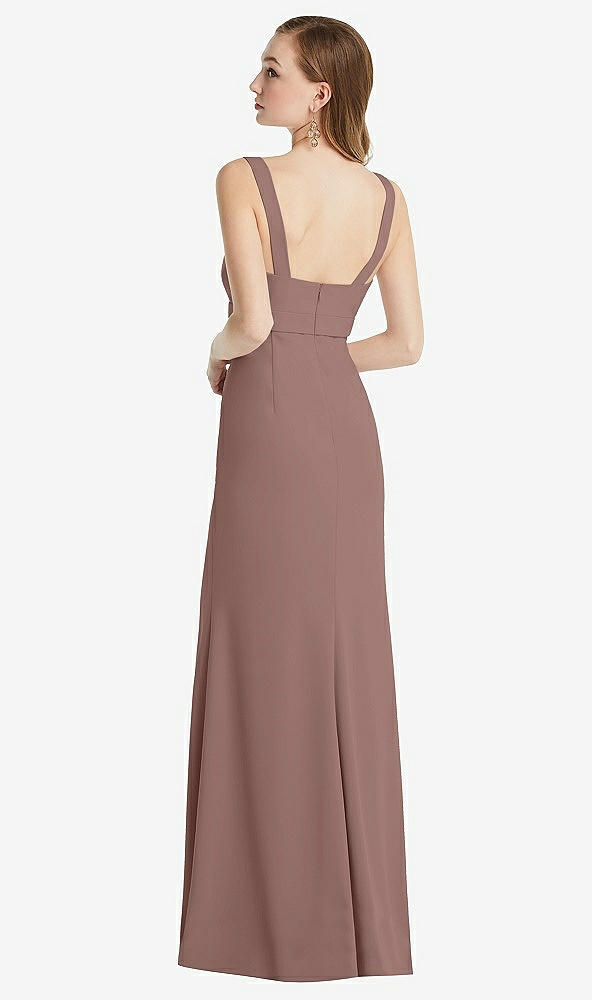 Back View - Sienna Wide Strap Notch Empire Waist Dress with Front Slit