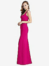 Side View Thumbnail - Think Pink Wide Strap Notch Empire Waist Dress with Front Slit