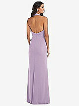 Rear View Thumbnail - Pale Purple Halter Tuxedo Maxi Dress with Front Slit