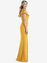 Side View Thumbnail - NYC Yellow Off-the-Shoulder Tuxedo Maxi Dress with Front Slit