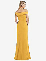 Rear View Thumbnail - NYC Yellow Off-the-Shoulder Tuxedo Maxi Dress with Front Slit