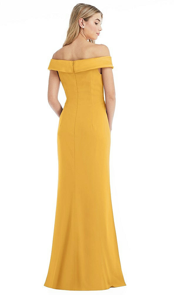 Back View - NYC Yellow Off-the-Shoulder Tuxedo Maxi Dress with Front Slit