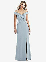 Front View Thumbnail - Mist Off-the-Shoulder Tuxedo Maxi Dress with Front Slit