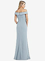 Rear View Thumbnail - Mist Off-the-Shoulder Tuxedo Maxi Dress with Front Slit