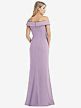 Rear View Thumbnail - Pale Purple Off-the-Shoulder Tuxedo Maxi Dress with Front Slit