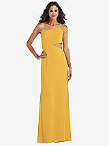 Front View Thumbnail - NYC Yellow One-Shoulder Midriff Cutout Maxi Dress