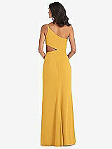 Rear View Thumbnail - NYC Yellow One-Shoulder Midriff Cutout Maxi Dress