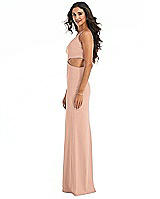 Side View Thumbnail - Pale Peach One-Shoulder Midriff Cutout Maxi Dress