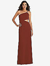 Front View Thumbnail - Auburn Moon One-Shoulder Midriff Cutout Maxi Dress