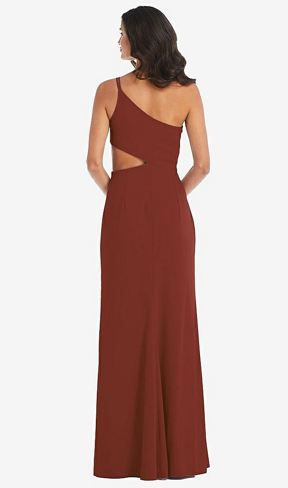 Back View - Auburn Moon One-Shoulder Midriff Cutout Maxi Dress