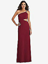 Front View Thumbnail - Burgundy One-Shoulder Midriff Cutout Maxi Dress