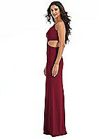 Side View Thumbnail - Burgundy One-Shoulder Midriff Cutout Maxi Dress