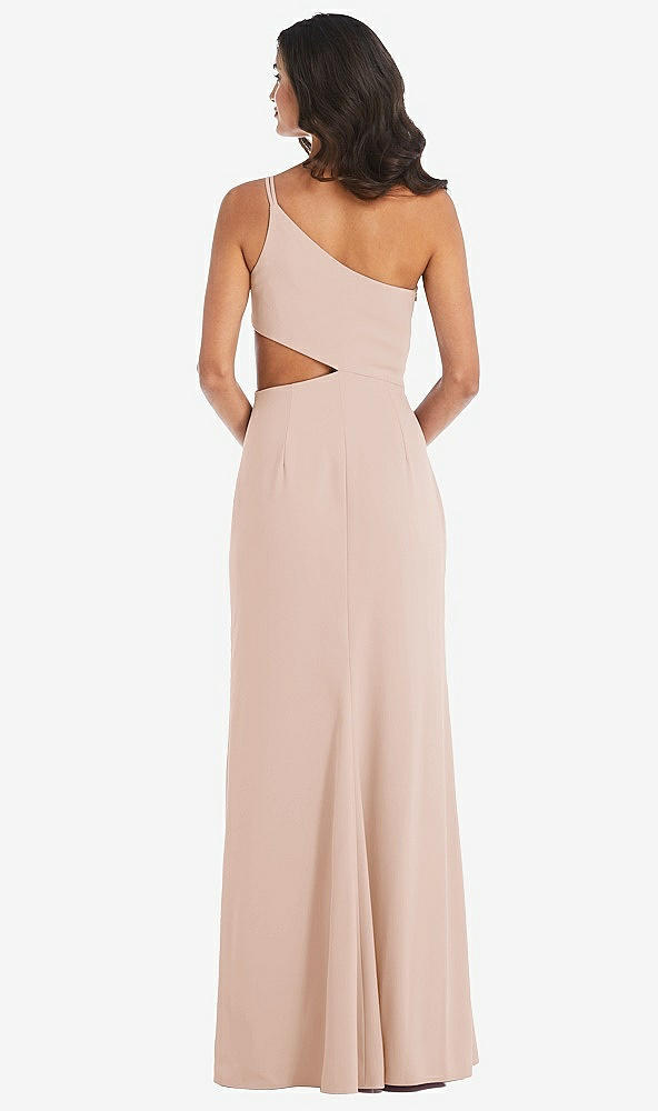 Back View - Cameo One-Shoulder Midriff Cutout Maxi Dress