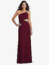 Front View Thumbnail - Cabernet One-Shoulder Midriff Cutout Maxi Dress