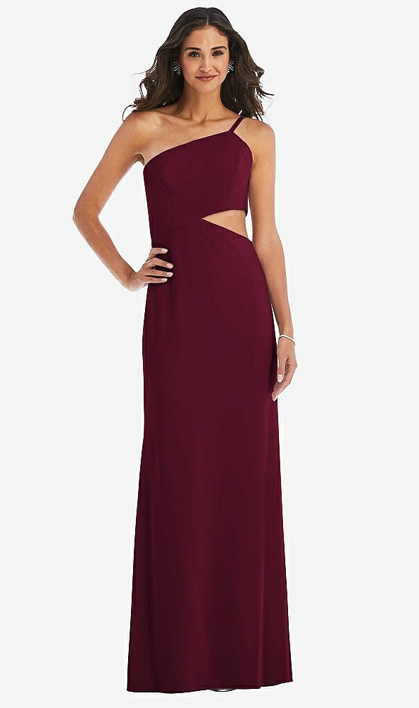 Front View - Cabernet One-Shoulder Midriff Cutout Maxi Dress