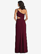 Rear View Thumbnail - Cabernet One-Shoulder Midriff Cutout Maxi Dress