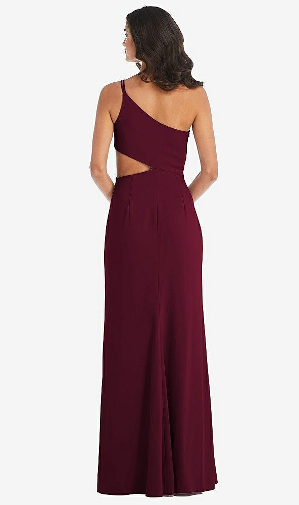 Back View - Cabernet One-Shoulder Midriff Cutout Maxi Dress