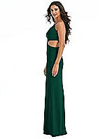 Side View Thumbnail - Hunter Green One-Shoulder Midriff Cutout Maxi Dress