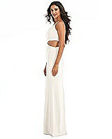 Side View Thumbnail - Ivory One-Shoulder Midriff Cutout Maxi Dress