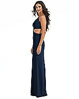 Side View Thumbnail - Midnight Navy One-Shoulder Midriff Cutout Maxi Dress