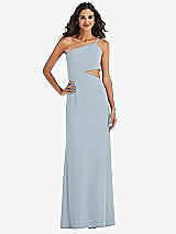 Front View Thumbnail - Mist One-Shoulder Midriff Cutout Maxi Dress