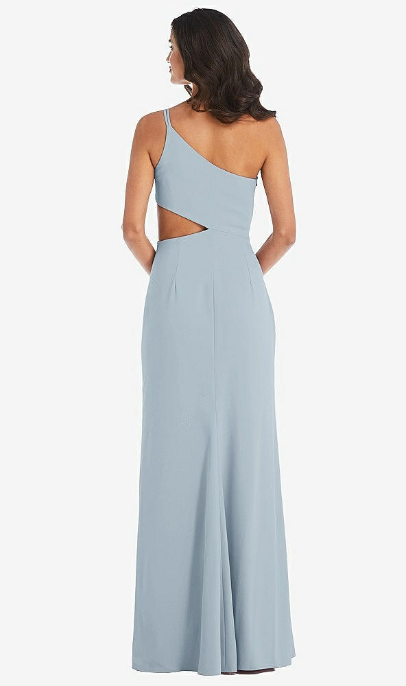 Back View - Mist One-Shoulder Midriff Cutout Maxi Dress