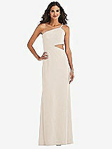 Front View Thumbnail - Oat One-Shoulder Midriff Cutout Maxi Dress