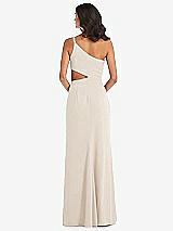 Rear View Thumbnail - Oat One-Shoulder Midriff Cutout Maxi Dress