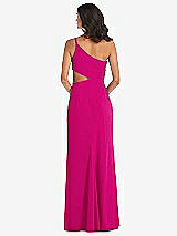 Rear View Thumbnail - Think Pink One-Shoulder Midriff Cutout Maxi Dress