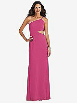 Front View Thumbnail - Tea Rose One-Shoulder Midriff Cutout Maxi Dress