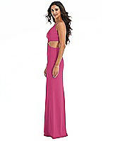 Side View Thumbnail - Tea Rose One-Shoulder Midriff Cutout Maxi Dress