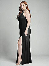 Alt View 2 Thumbnail - Black High-Neck Halter Dress with Twist Criss Cross Back 