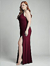 Alt View 2 Thumbnail - Cabernet High-Neck Halter Dress with Twist Criss Cross Back 