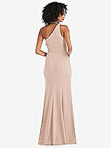 Rear View Thumbnail - Cameo One-Shoulder Draped Cowl-Neck Maxi Dress