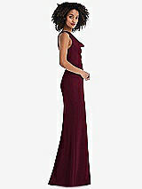 Side View Thumbnail - Cabernet One-Shoulder Draped Cowl-Neck Maxi Dress