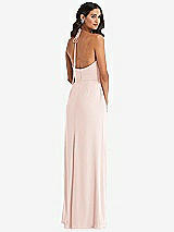 Rear View Thumbnail - Blush Spaghetti Strap Tie Halter Backless Trumpet Gown