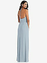 Rear View Thumbnail - Mist Spaghetti Strap Tie Halter Backless Trumpet Gown