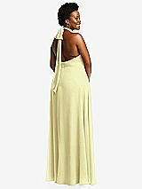 Rear View Thumbnail - Butter Yellow High Neck Halter Backless Maxi Dress