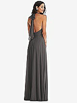 Alt View 4 Thumbnail - Caviar Gray High Neck Halter Backless Maxi Dress