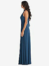 Alt View 3 Thumbnail - Dusk Blue High Neck Halter Backless Maxi Dress