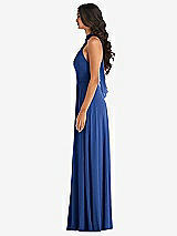 Alt View 3 Thumbnail - Classic Blue High Neck Halter Backless Maxi Dress