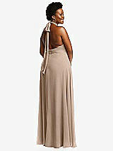 Rear View Thumbnail - Topaz High Neck Halter Backless Maxi Dress