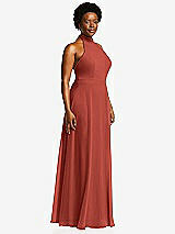 Side View Thumbnail - Amber Sunset High Neck Halter Backless Maxi Dress